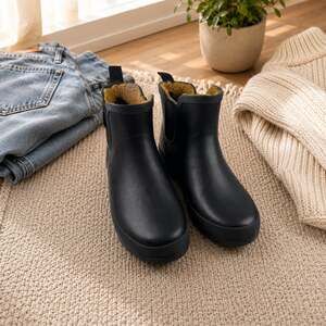 Chooka Plush Chelsea Rain Boots Black Waterproof Ankle Boots Women’s 7